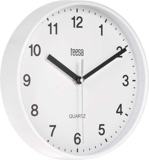 Teesa Wall Clock Plastic White Ø20cm Teesa Wall Clock Plastic White Ø20cm