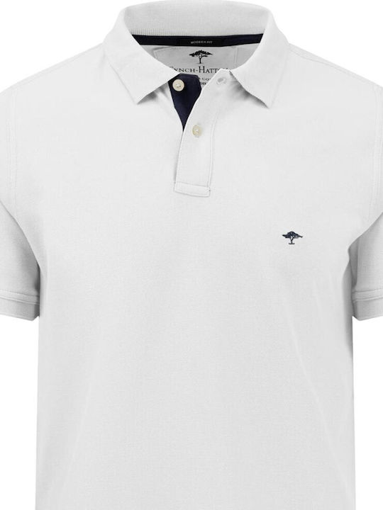 Fynch Hatton Herren Kurzarmshirt Polo Weiß