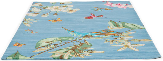 Wedgwood Hummingbird 37808 Lucrat manual Covor Rectangular Din lână Albastru