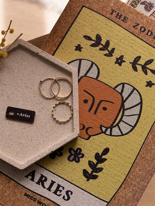 Miss Wood Wooden Label Keychain White