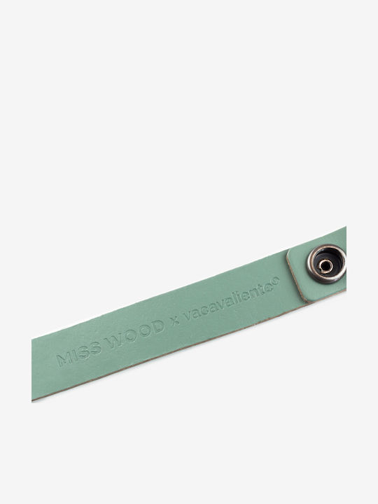 Miss Wood Breloc Lucrat Manual Din Piele Verde