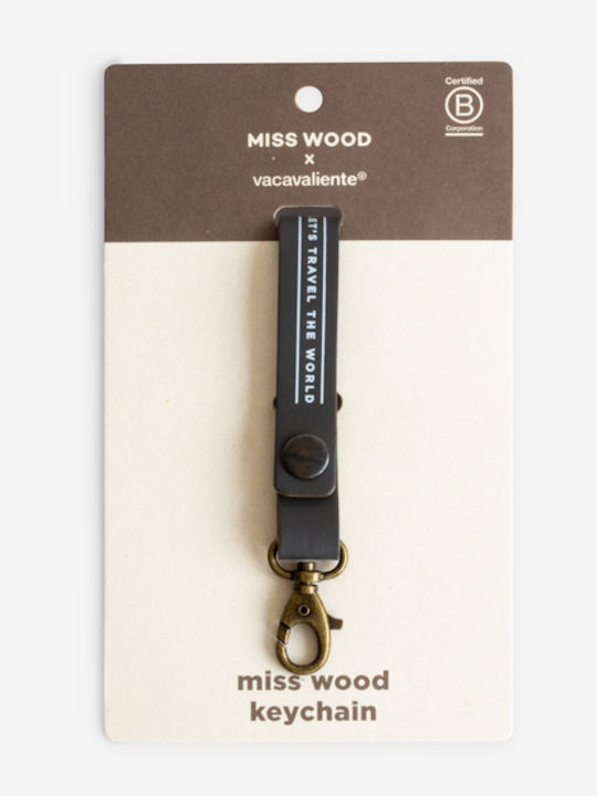 Miss Wood Handgefertigter Leder-Schlüsselanhänger Grau