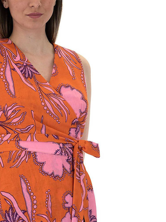 MY T Summer Midi Shirt Dress Dress Wrap Orange S23T1073