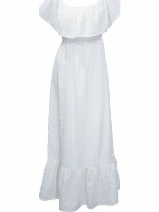 Sommer Maxi Kleid mit Rüschen Weiß
