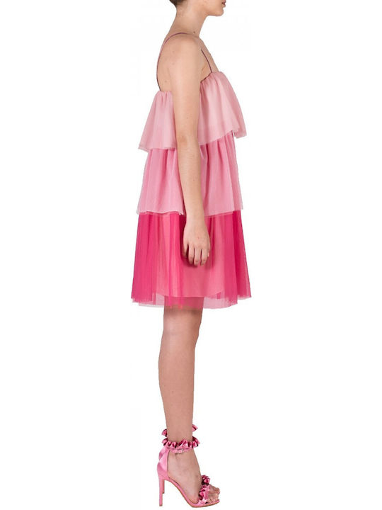Love+Alicia Summer Mini Evening Dress with Tulle Pink