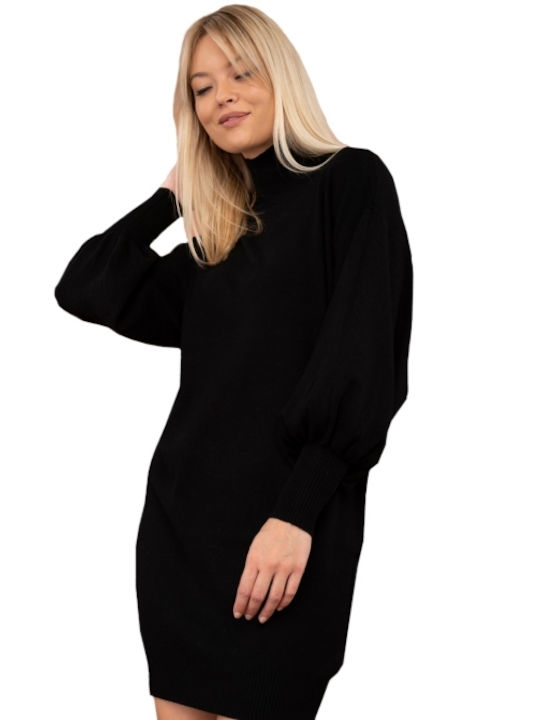 E-shopping Avenue Mini Kleid Rollkragen Schwarz