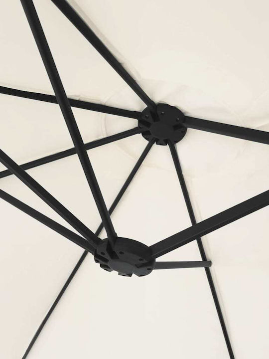 Umbrella Floor Round Metal White with Base & LED Lighting 4.49x2.65m