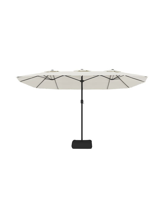Umbrella Floor Round Metal White with Base & LED Lighting 4.49x2.65m