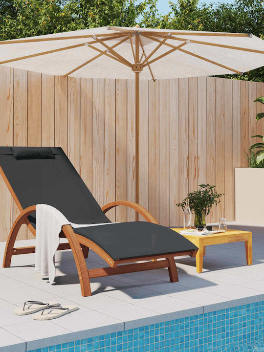Deckchair Wooden with Cushion Gray 182.5x74x90cm.