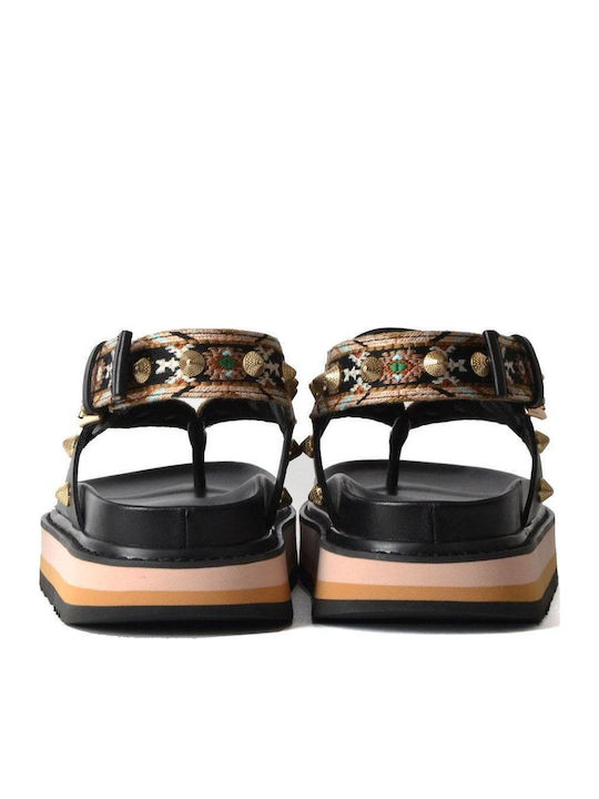 Uno Aztec Women's Flat Sandals Black