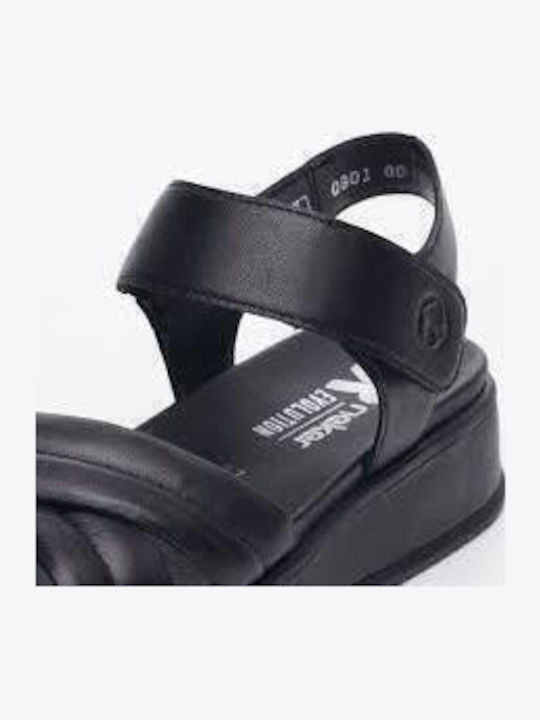 Leather Women's Flat Sandals Navy Blue