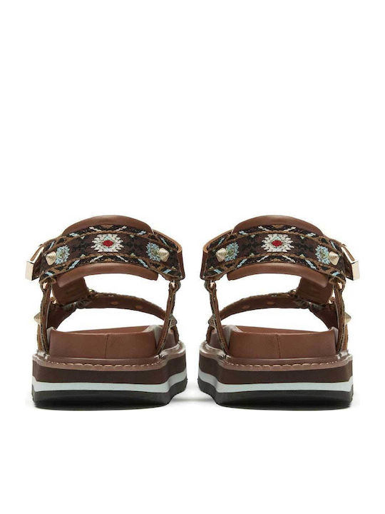 Combo Leather Women's Flat Sandals Brown SS23 M 137024 002