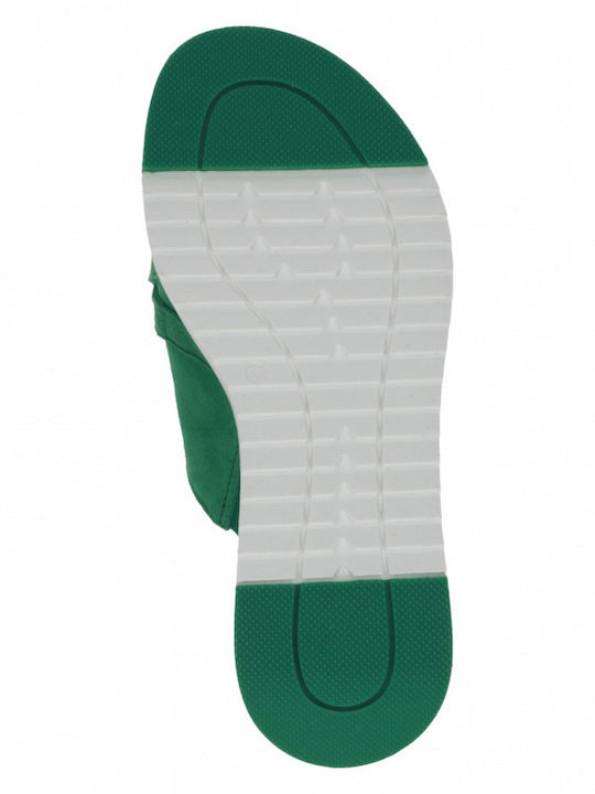 Leather Women's Flat Sandals Anatomic in Green Color
