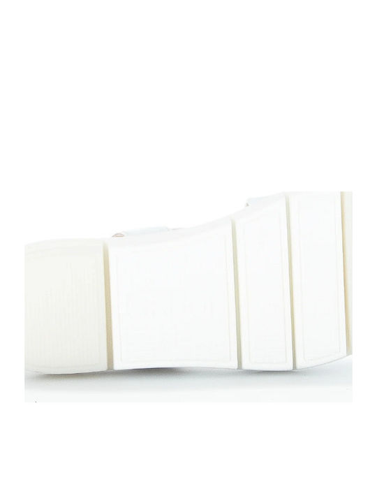 Leather Women's Flat Sandals Anatomic with Strap in White Color