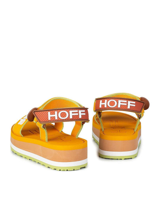 Leather Women's Flat Sandals Sporty Yellow