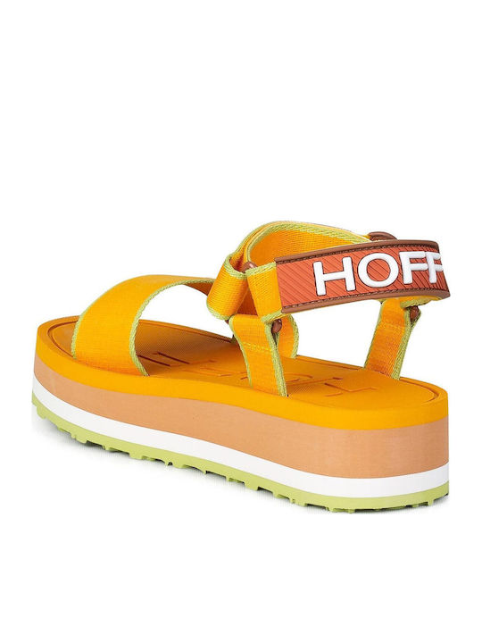 Leather Women's Flat Sandals Sporty Yellow