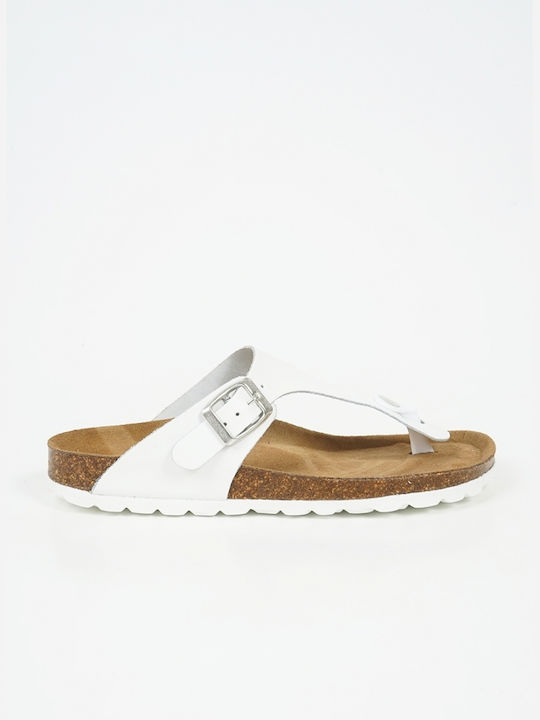 Flivver Leather Women's Flat Sandals in White Color