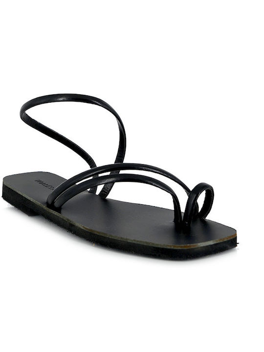 Malesa Women's Flat Sandals Flatforms in Black Color