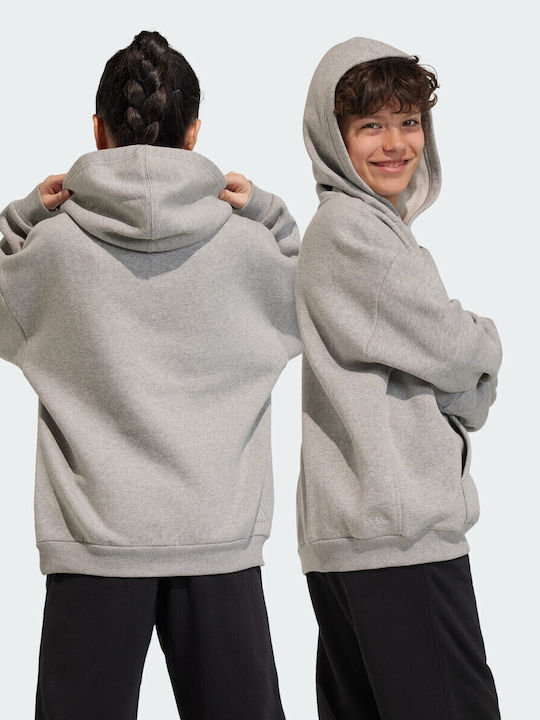 Fleece Παιδικό Φούτερ με Κουκούλα και Τσέπες Γκρι