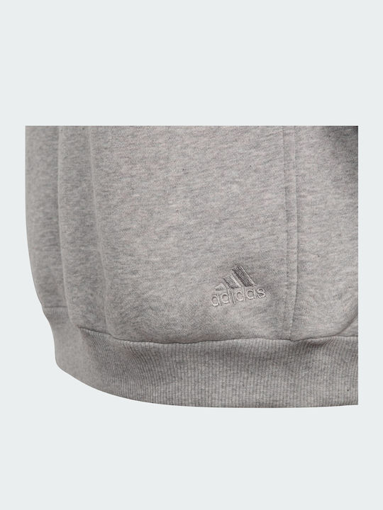 Fleece Παιδικό Φούτερ με Κουκούλα και Τσέπες Γκρι