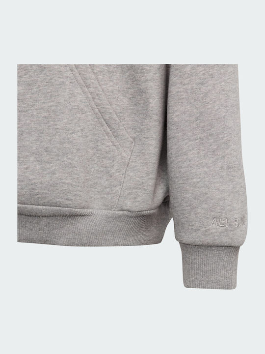 Fleece Παιδικό Φούτερ με Κουκούλα και Τσέπες Γκρι