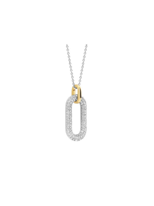 Ti Sento Necklace from Gold Plated Silver with Zircon