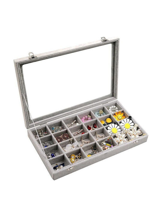 Velvet Gray Jewellery Box 20x15x5.2cm