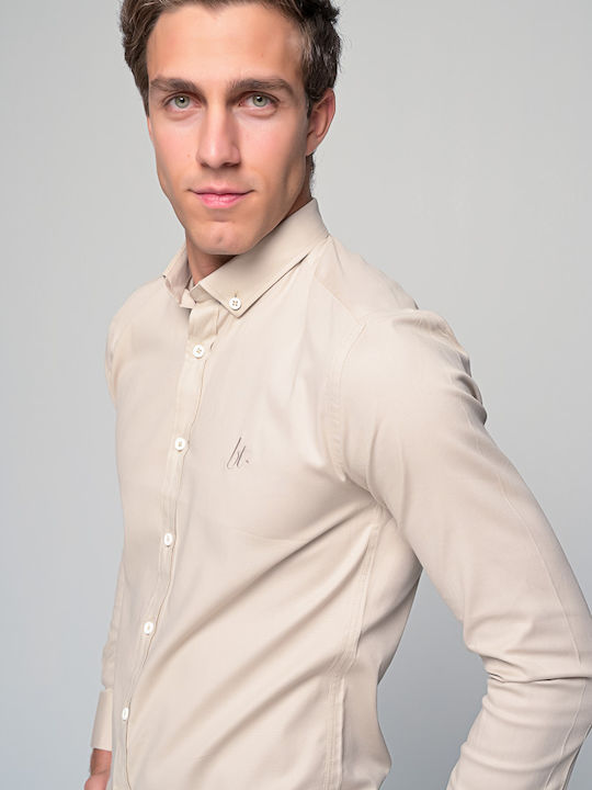 Harmony Long-sleeved Cotton Shirt Beige