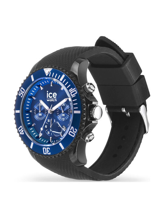 Ice Ανδρικό Ρολόι 44mm Χρονογράφος Μπαταρίας με Μαύρο Καουτσούκ Λουράκι