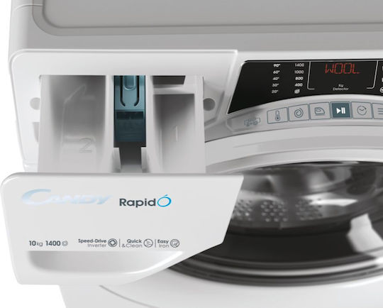 Candy Washing Machine 10kg with Steam Technology 1400 Rounds Snap & Wash RO 14104DWMT/1-S