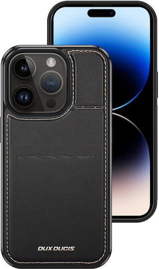 Dux Ducis RFID Blocking Umschlag Rückseite Synthetisches Leder / Silikon mit Kartenhalter Schwarz (iPhone 14 Pro)