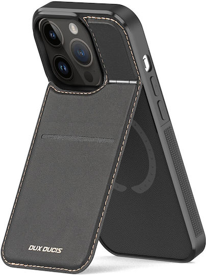 Dux Ducis RFID Blocking Umschlag Rückseite Synthetisches Leder / Silikon mit Kartenhalter Schwarz (iPhone 14 Pro Max)