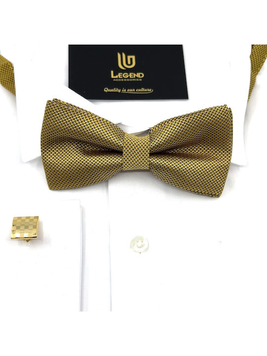 Legend Accessories Set Papion din material textil cu batista Auriu