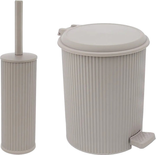 Sidirela Nostalgie Kunststoff Set aus Toilettenbürste und Mülleimer für das Badezimmer 7Es Schwarz