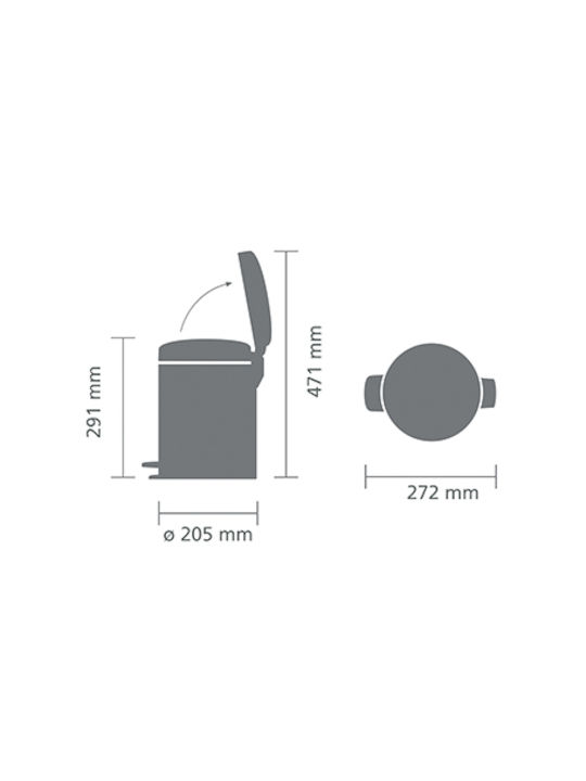 Brabantia Metalic Perie de toaletă 5lt Gri