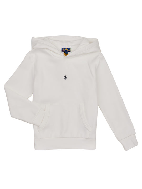 Ralph Lauren Kinder Sweatshirt mit Kapuze und Taschen Weiß