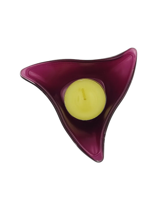 Candle Holder suitable for Tealights Glass in Purple Color 9x10.5x3.5cm 1pcs