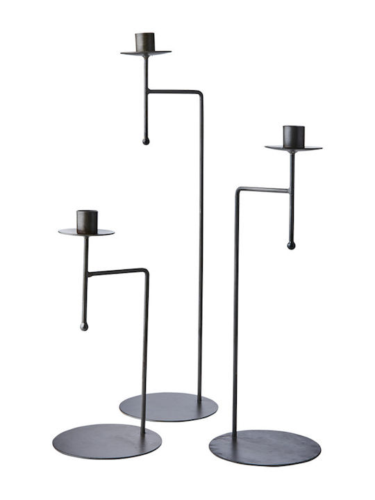 Affari Set of Candle Holders Metal 3 Seats in Black Color 3pcs