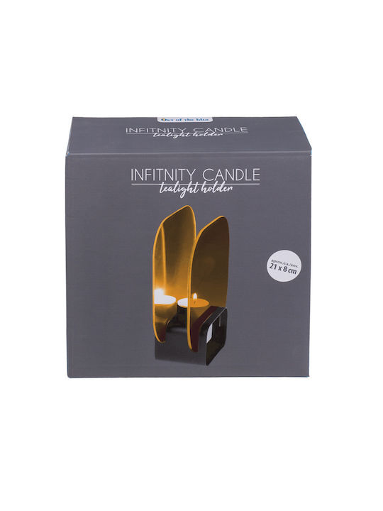 Out of the Blue Infinity Glass Candle Holder Suitable for Tealights in Black Colour 21x8x8cm