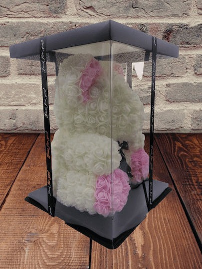 Ursuleț din Trandafiri Artificiali Pink 33cm în cutie Romvous