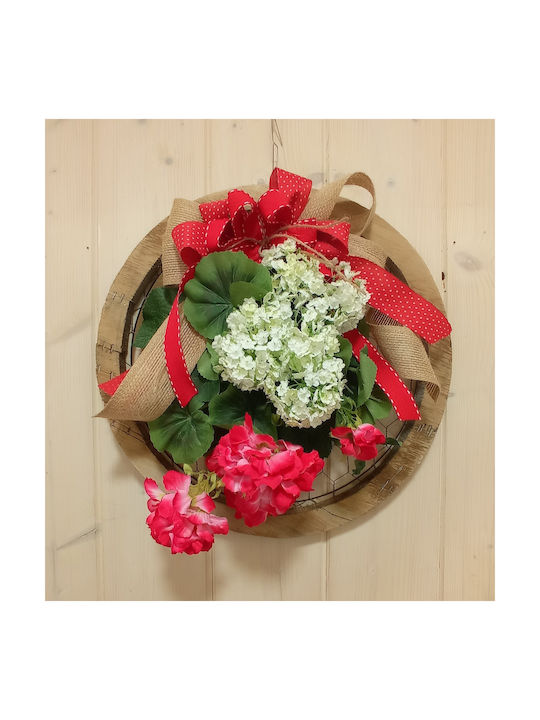 Ambalaz Wreath from Artificial Plants Hydrangea Red 40cm 1pcs