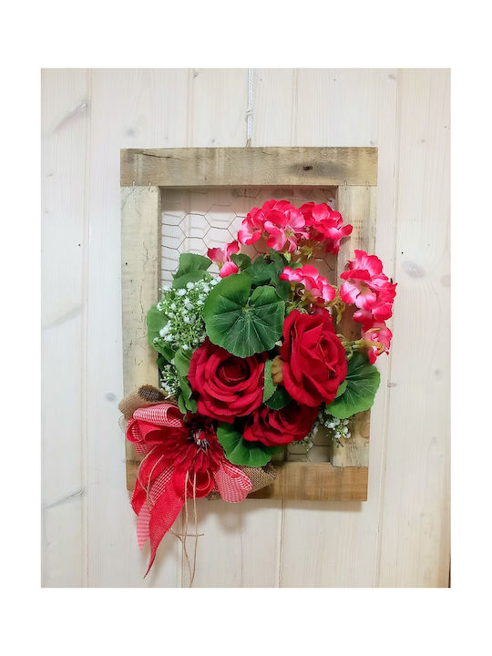 Kranz aus künstlichen Pflanzen Rose Rot 33cm Ambalaz