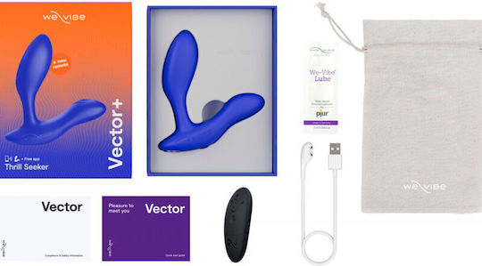 We-Vibe Vector+ Thrill Seeker Vibrator Anal cu Funcție Wireless Albastru 10.9cm