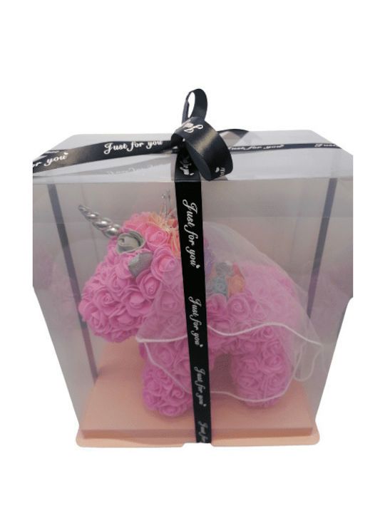 Unicorn din Trandafiri Artificiali 28cm în cutie Romvous