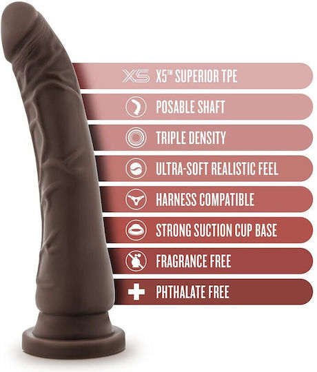 Dr. Skin Plus Posable Shaft Ρεαλιστικό Dildo με Βεντούζα Chocolate 23cm