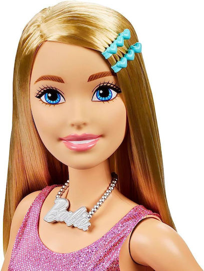 Barbie Păpușă Extra Păr Blond cu Rochie Roz Strălucitoare pentru 3+ Ani 71cm