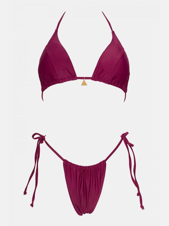 Set Bikini Triunghi & Brazilia Talie Înaltă Violet