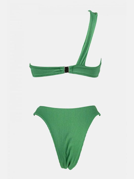 Set Bikini Un umăr Verde