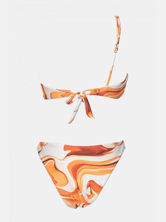 Set Bikini Mit Einer Schulter Mit Abnehmbarer Verstärkung Orange