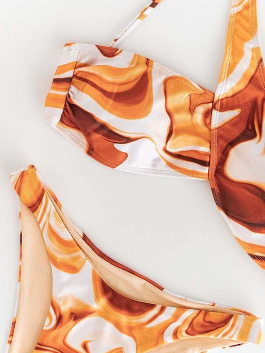 Set Bikini Mit Einer Schulter Mit Abnehmbarer Verstärkung Orange